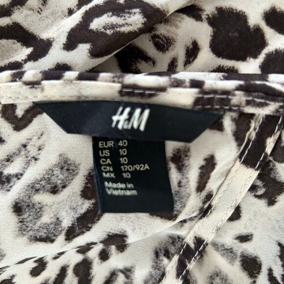 H&M Women Animal Print Sleeveless Colorblock Maxi Dress Brow Vacation Size 10 - Picture 5 of 9